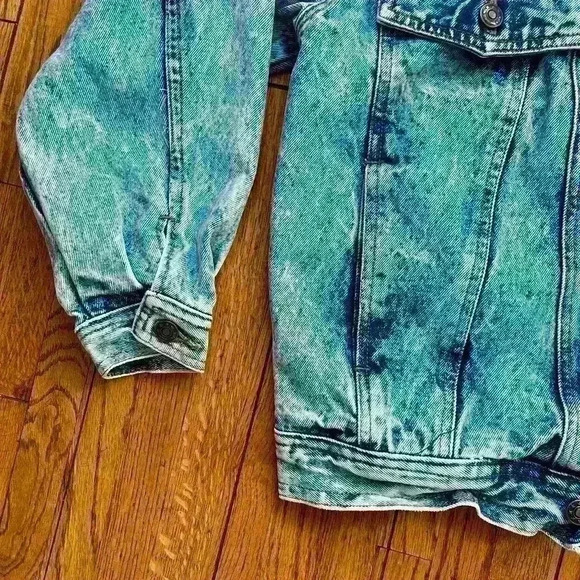 Vintage 80s acid wash denim jacket size medium jean jacket - Picture 2 of 6